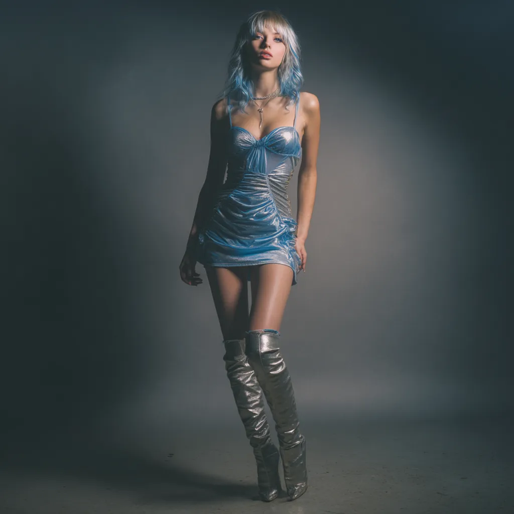 bold electric blue and silver outfits