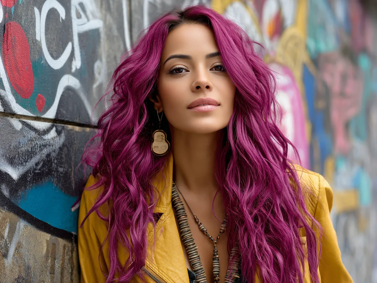 Magenta waves grunge hairstyles for square face - 3