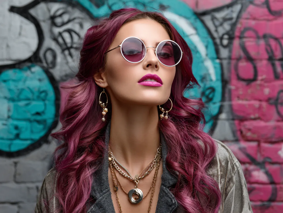 Magenta waves grunge hairstyles for square face - 2