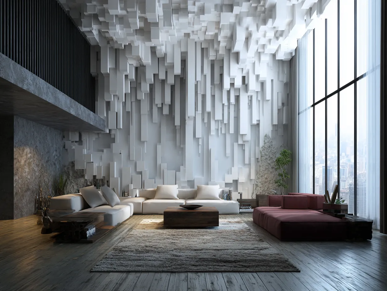 3d wallpaper for living room in neutral tones