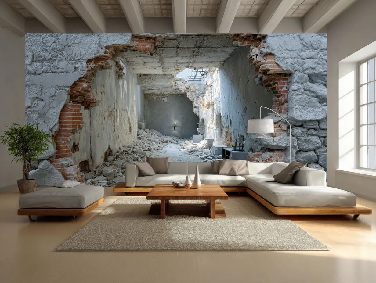 3d wallpaper in a contemporary living room