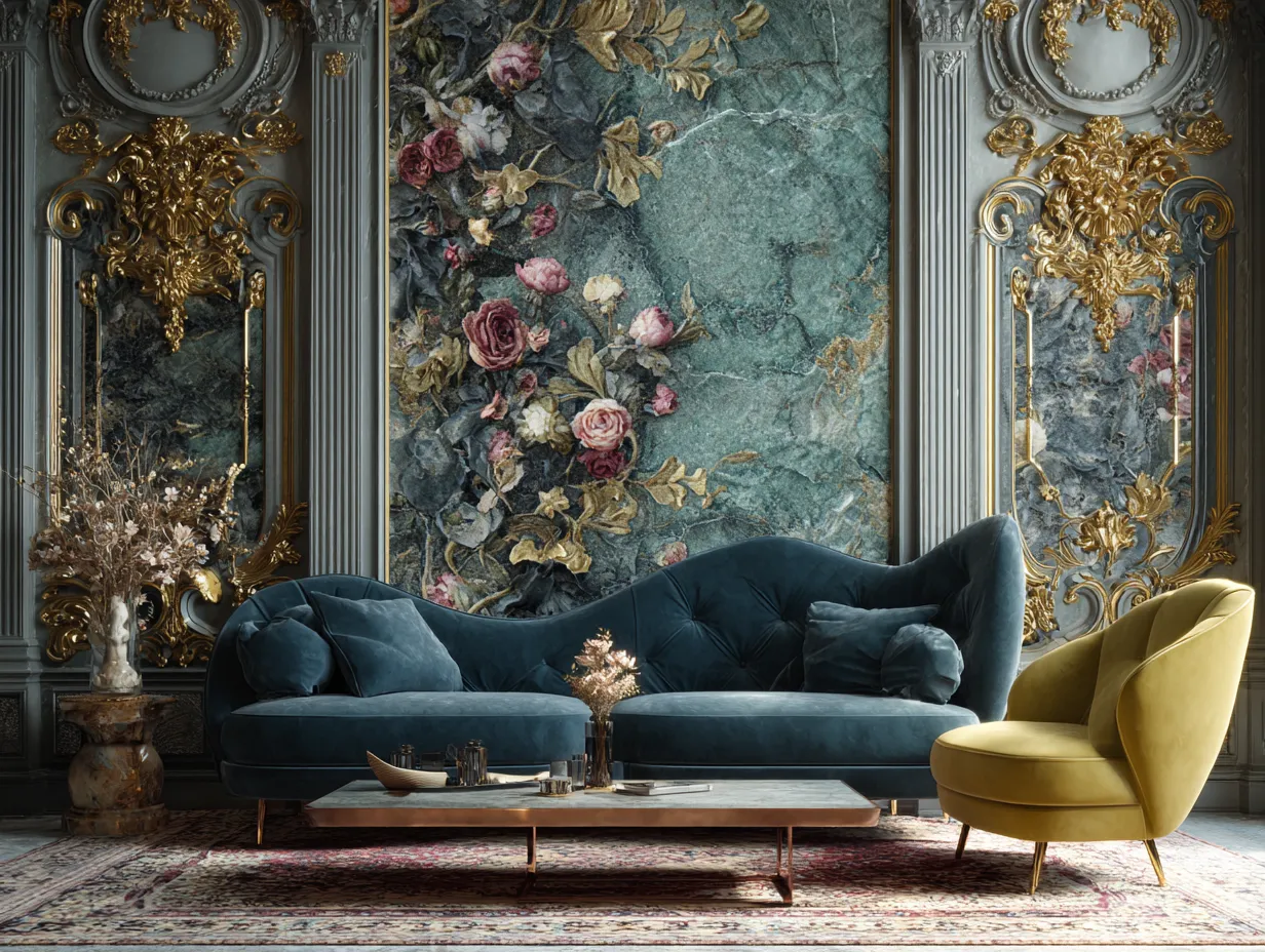 3d wallpaper in a contemporary living room