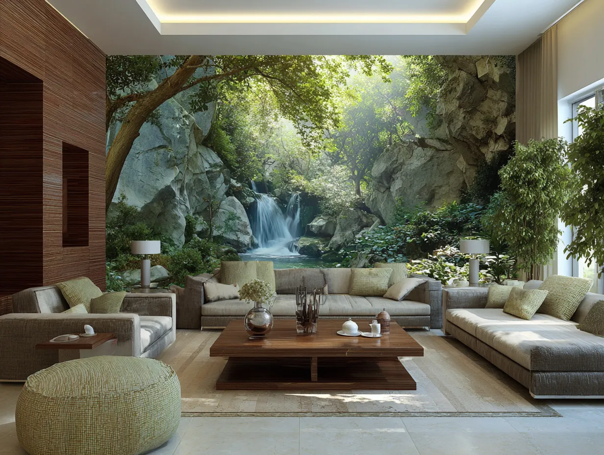 modern 3d wallpaper in living room interior