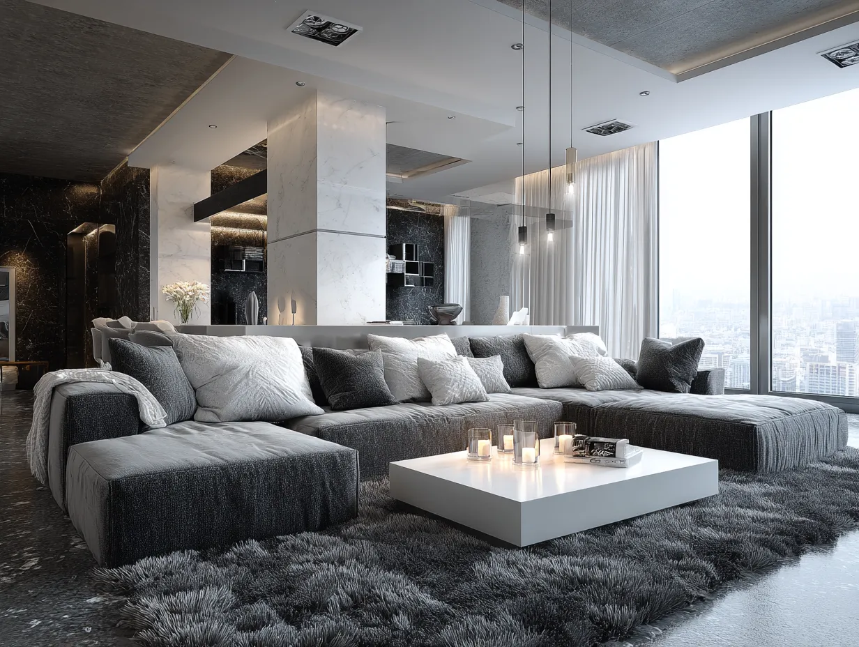 simple grey and white living room decor
