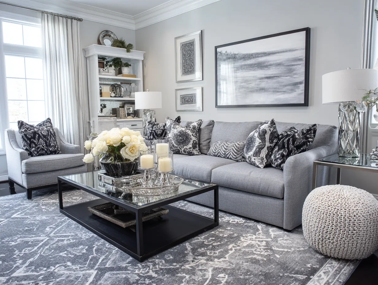 modern grey and white living room design