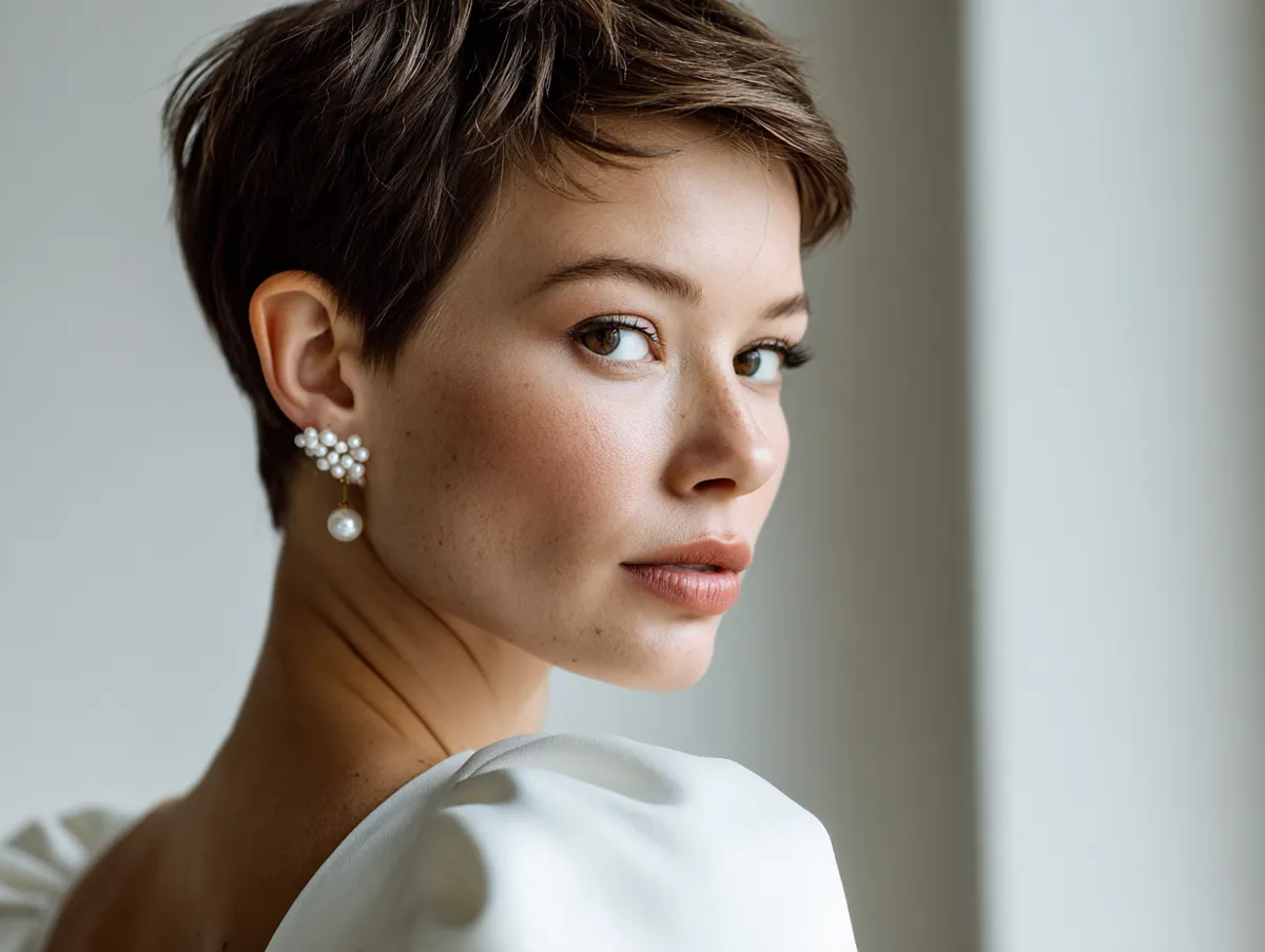 Soft short hair design for wedding elegance