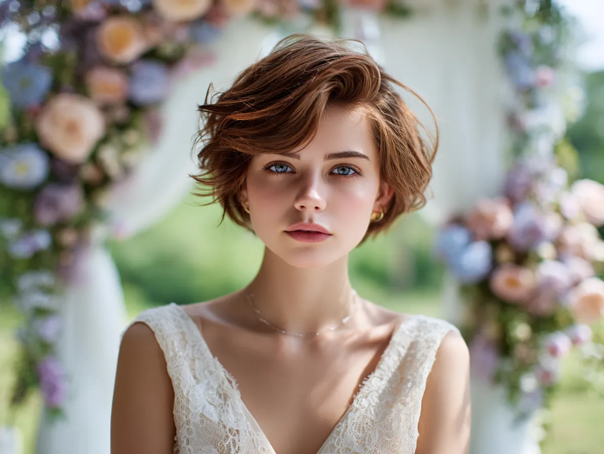 Romantic short hair design for wedding simplicity