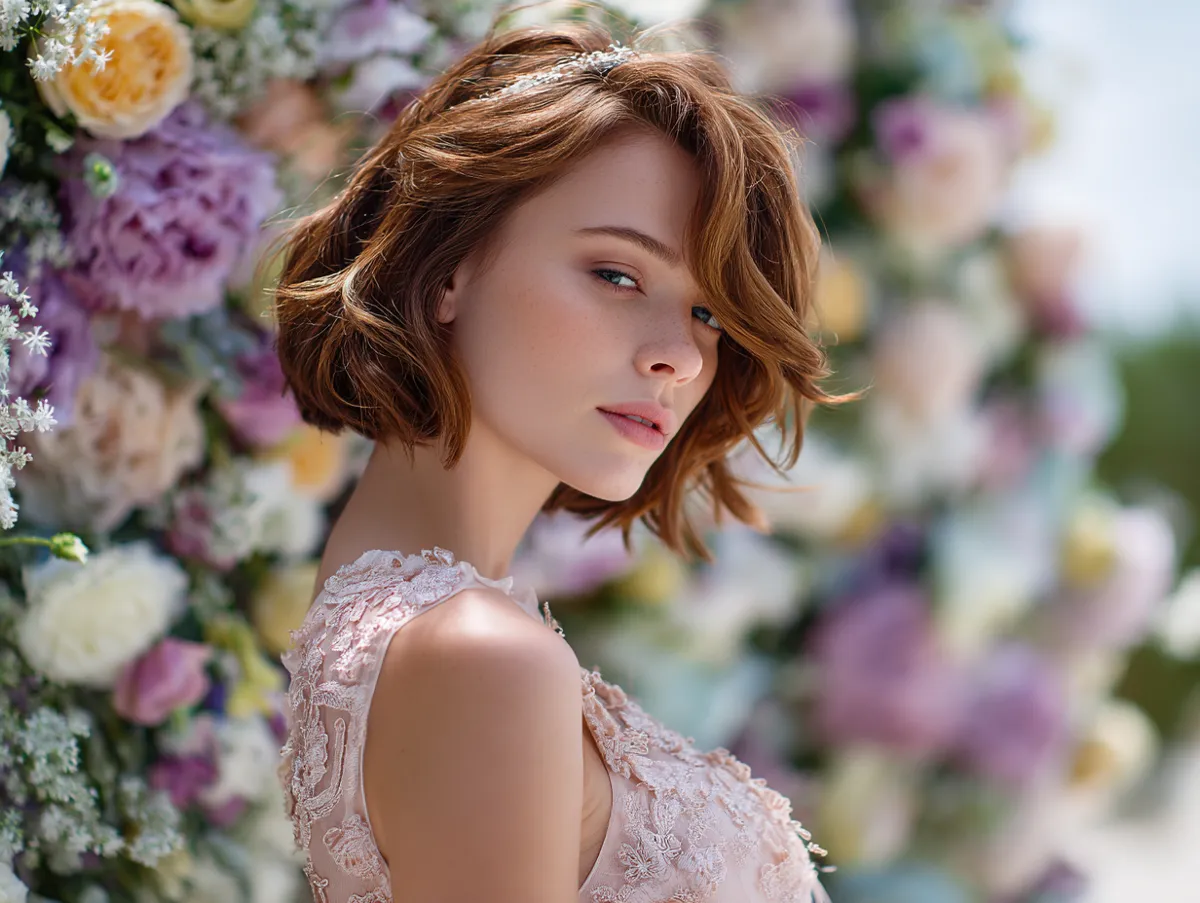 Romantic short hair design for wedding simplicity - 3