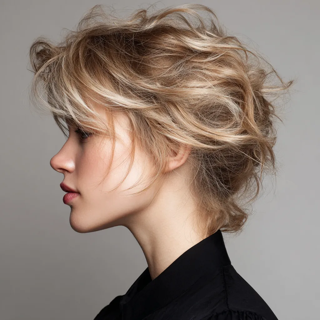 Root-boosted hairstyle for fine thin hair, visible crown volume, natural finish, ultra-realistic hair detail, beauty photography