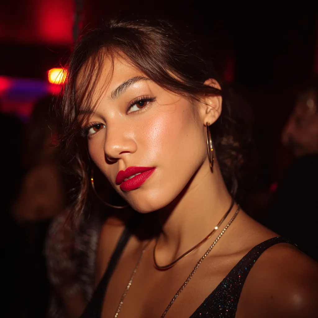 Simple makeup looks with bold lips for parties - 2