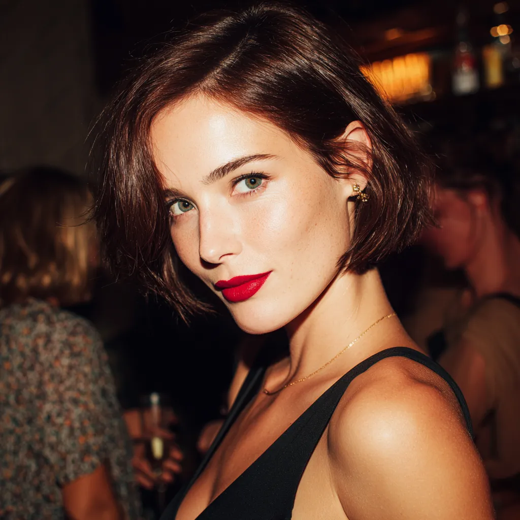 Simple makeup looks with bold lips for parties