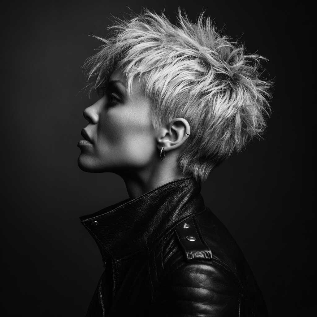 Spiky 90s inspired pixie cut