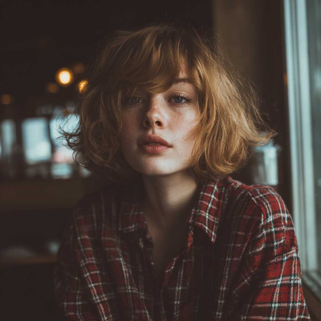 Chin length short choppy haircuts with bangs