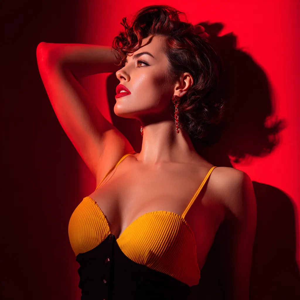 Thick looking dark hair heavily layered around the face