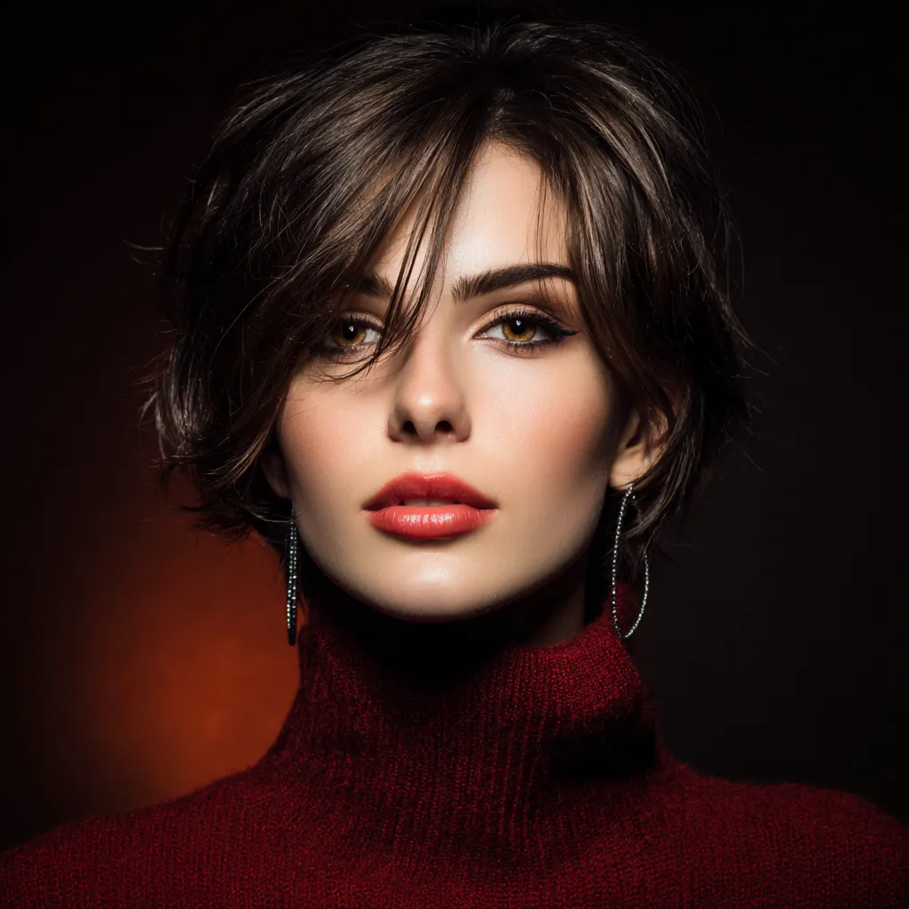 Gorgeous woman with voluminous sweeping front layers