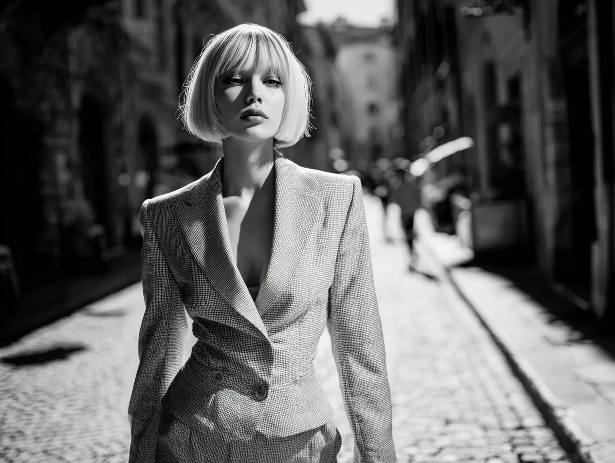sleek blunt bob shape for women