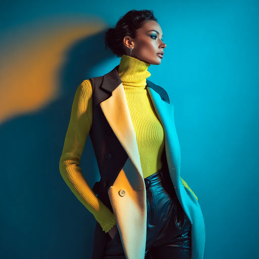 Woman modeling chic winter layers for freezing temperatures