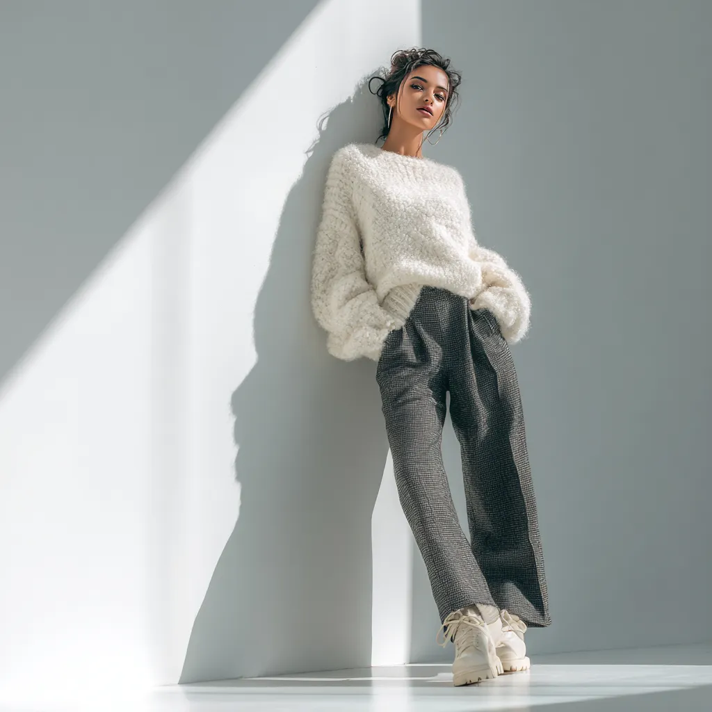 Stylish warm clothing combination for February