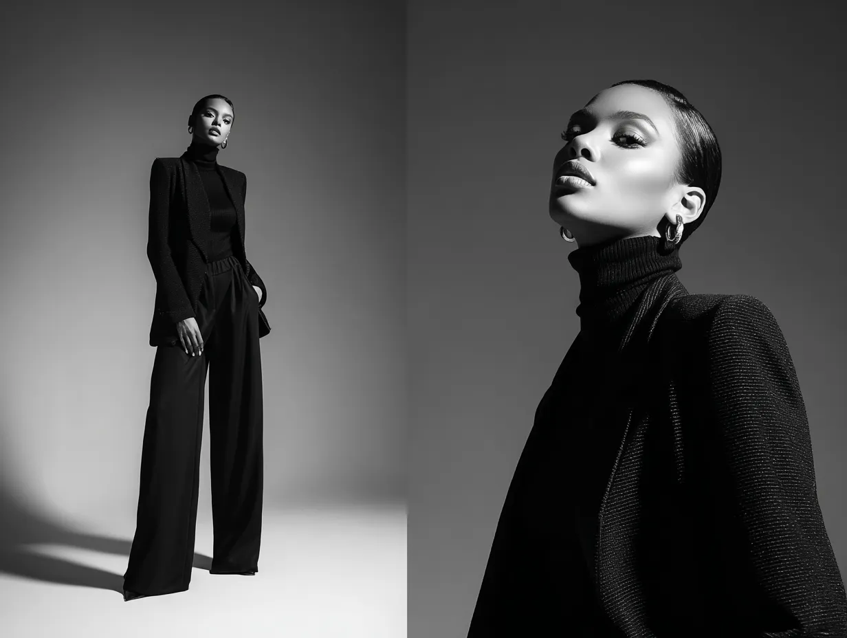 Professional outfit featuring a dark charcoal oversized blazer