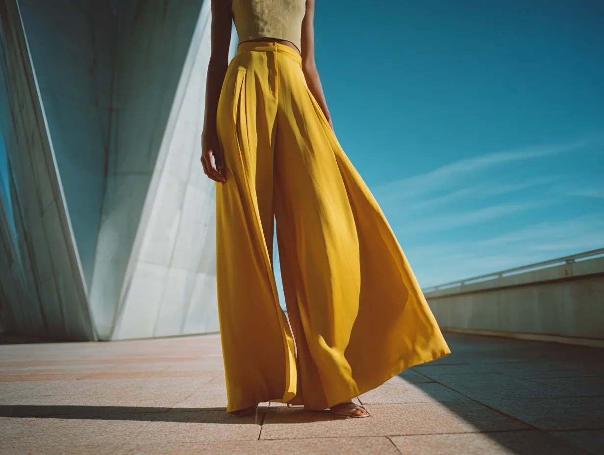 Fluid silk trousers with relaxed straight silhouettes