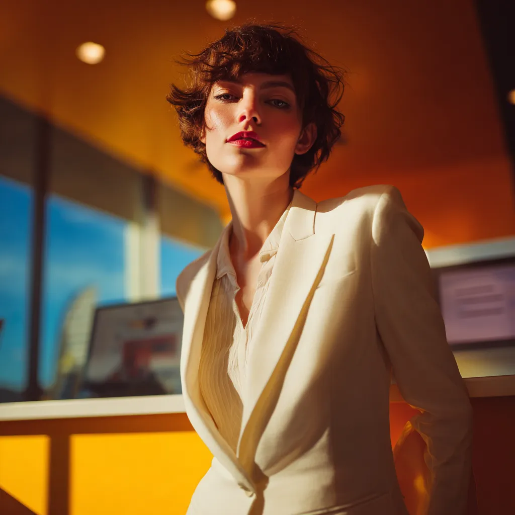 Modern textured short haircut on a confident lady