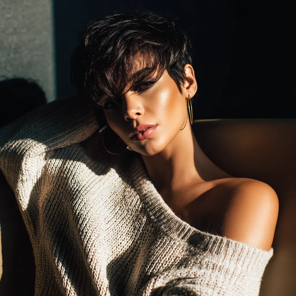 Beautiful textured short haircut for dense hair types