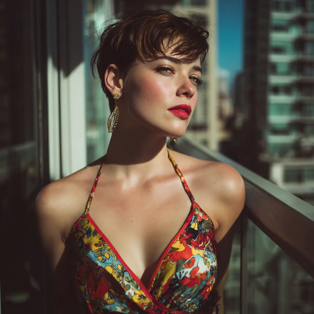 Adding color to a textured short haircut in the sunlight