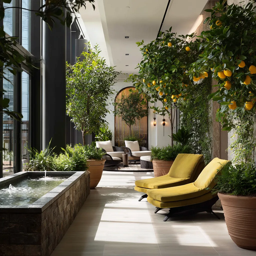 Lemon trees and olive branches creating an urban Italian decor aesthetic