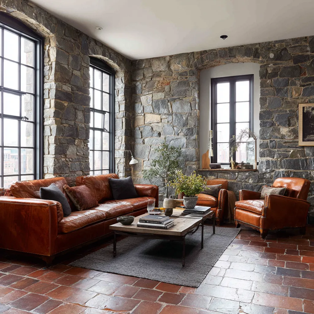 High contrast living room blending Tuscan design in modern spaces