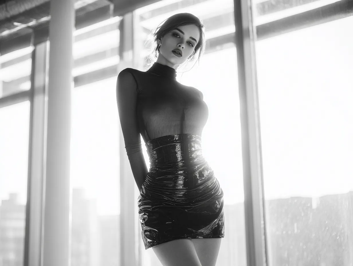 Model demonstrating modern bubble hem styling techniques