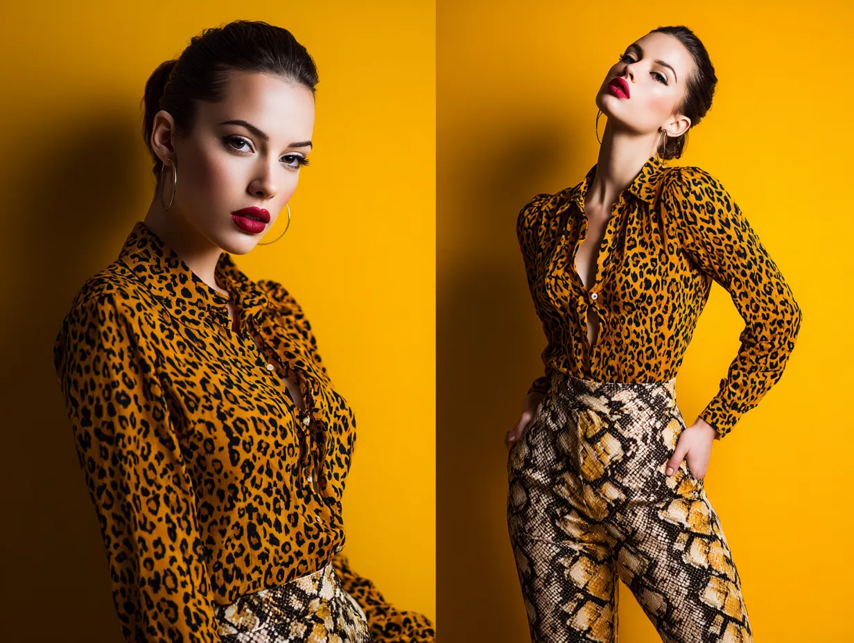 Model styling leopard and snakeskin for a bold look
