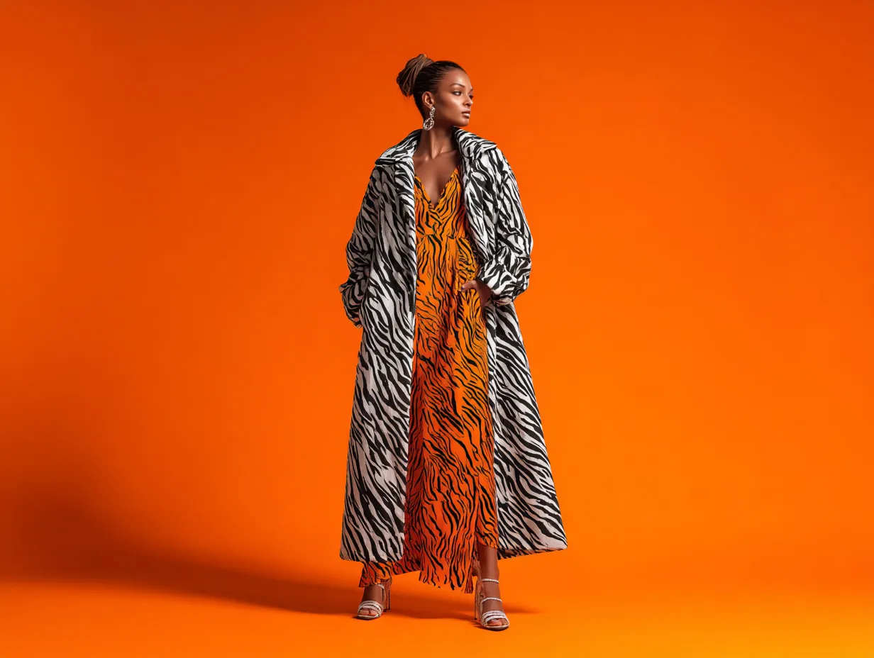 Bold animal print combination with coat and dress
