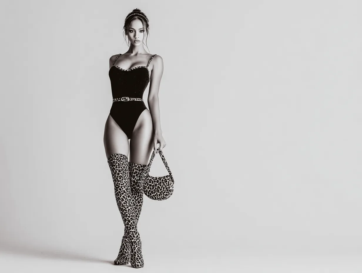 High fashion styling using cheetah print accessories