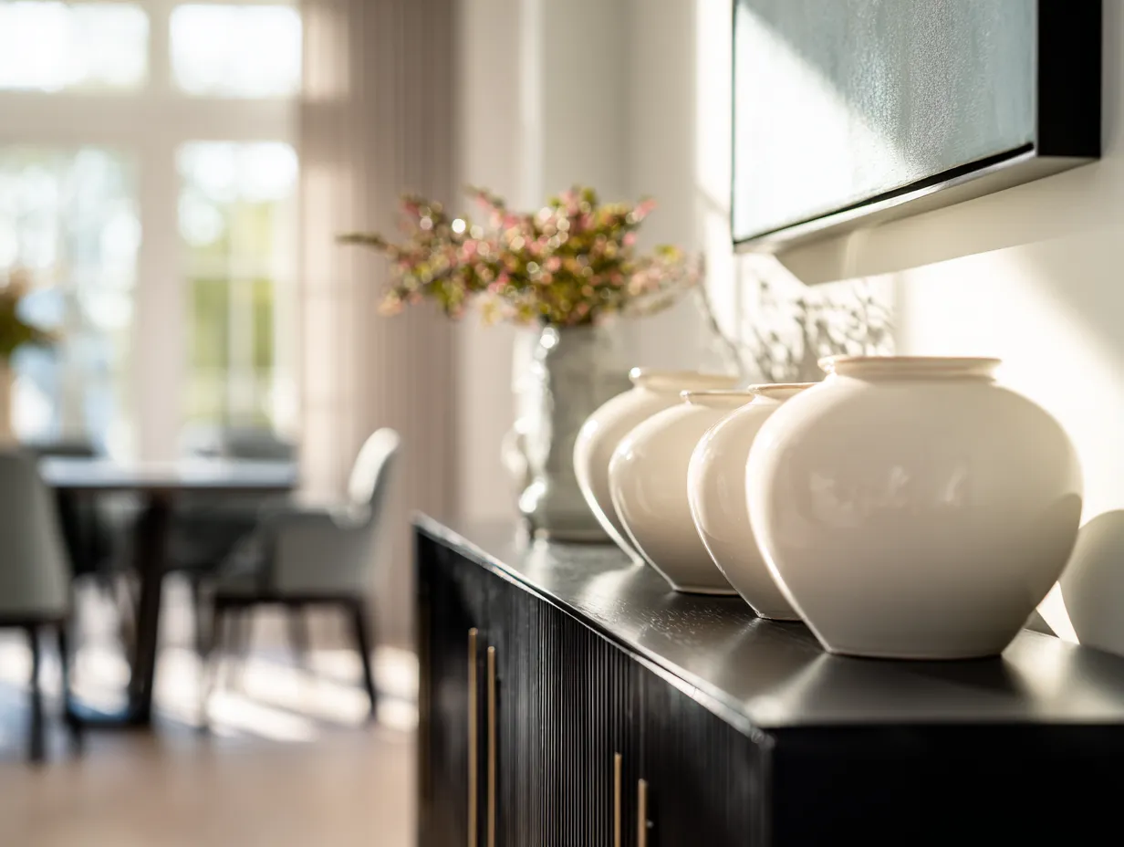 Sleek minimalist furniture in a serene room