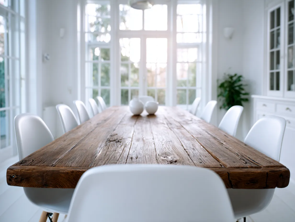 Heavy rustic antique wooden dining table