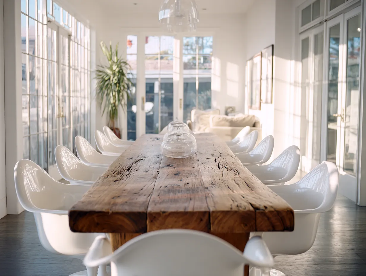 High contrast room mixing old and new decor