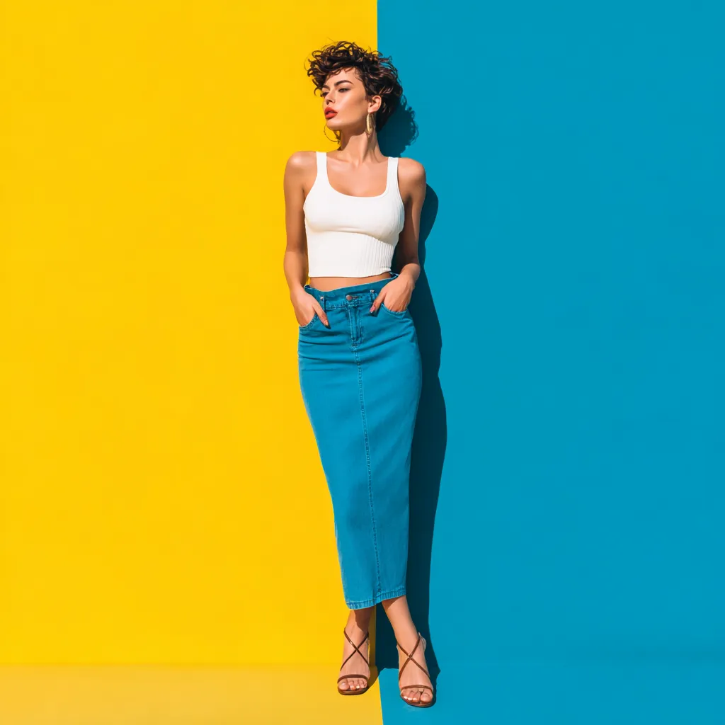 Relaxed street style fashion with a maxi jean skirt