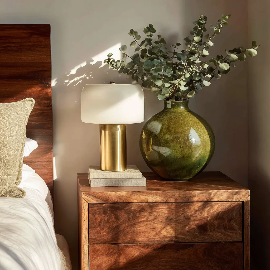 High contrast corner design in a calming bedroom