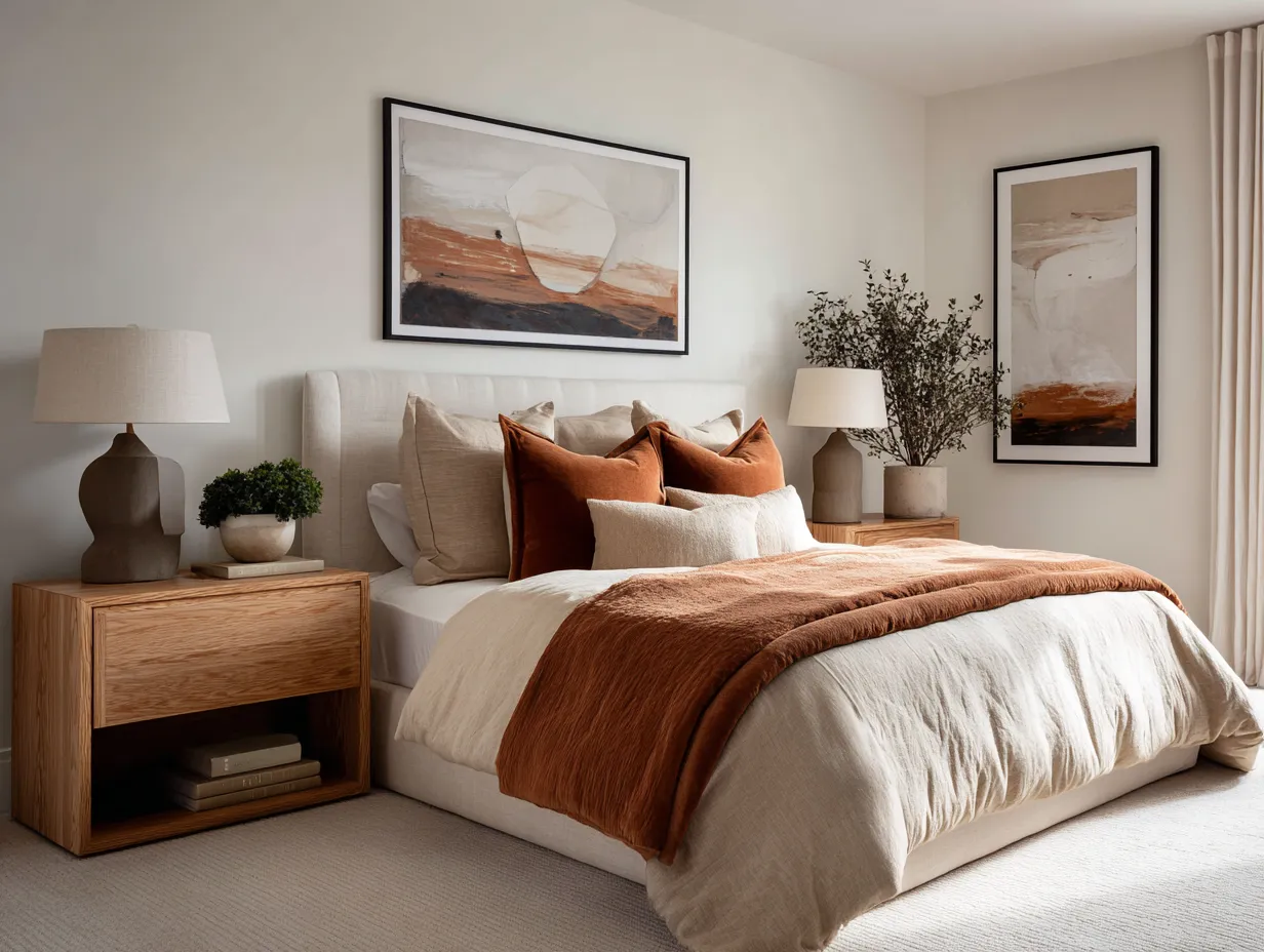 styling earthy clay colors in bedrooms
