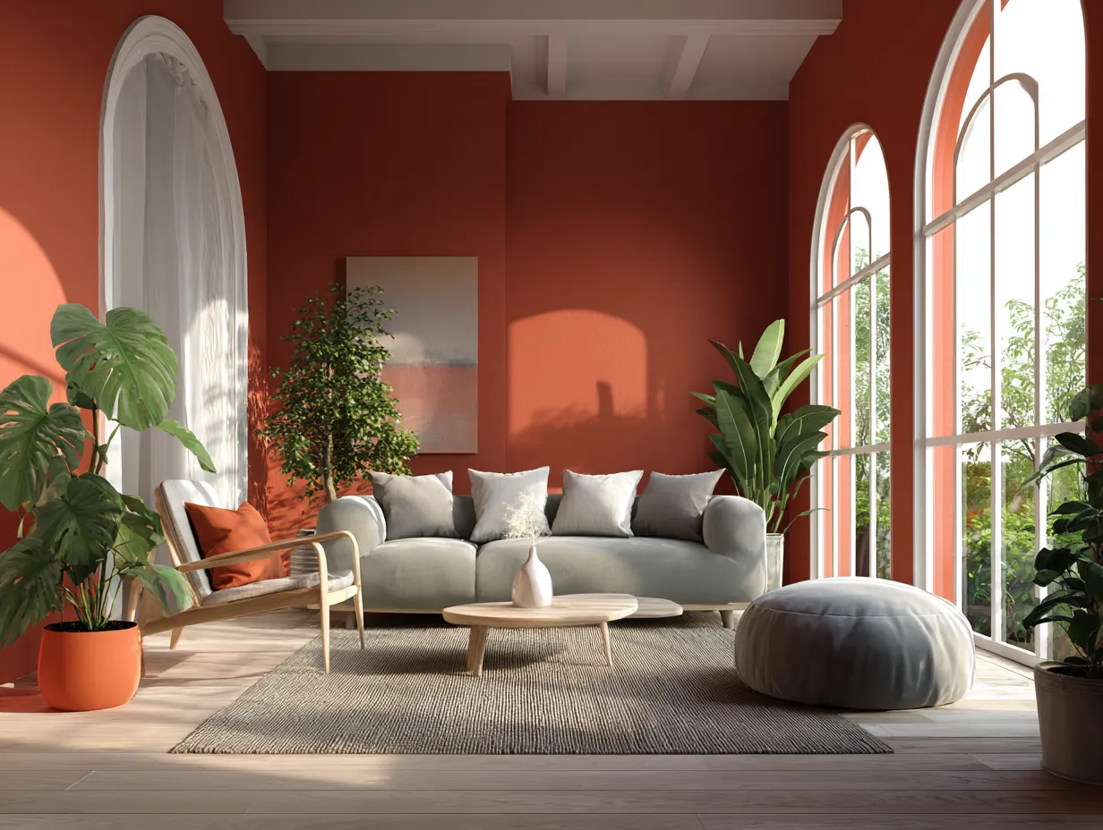 bright high contrast modern rust interior