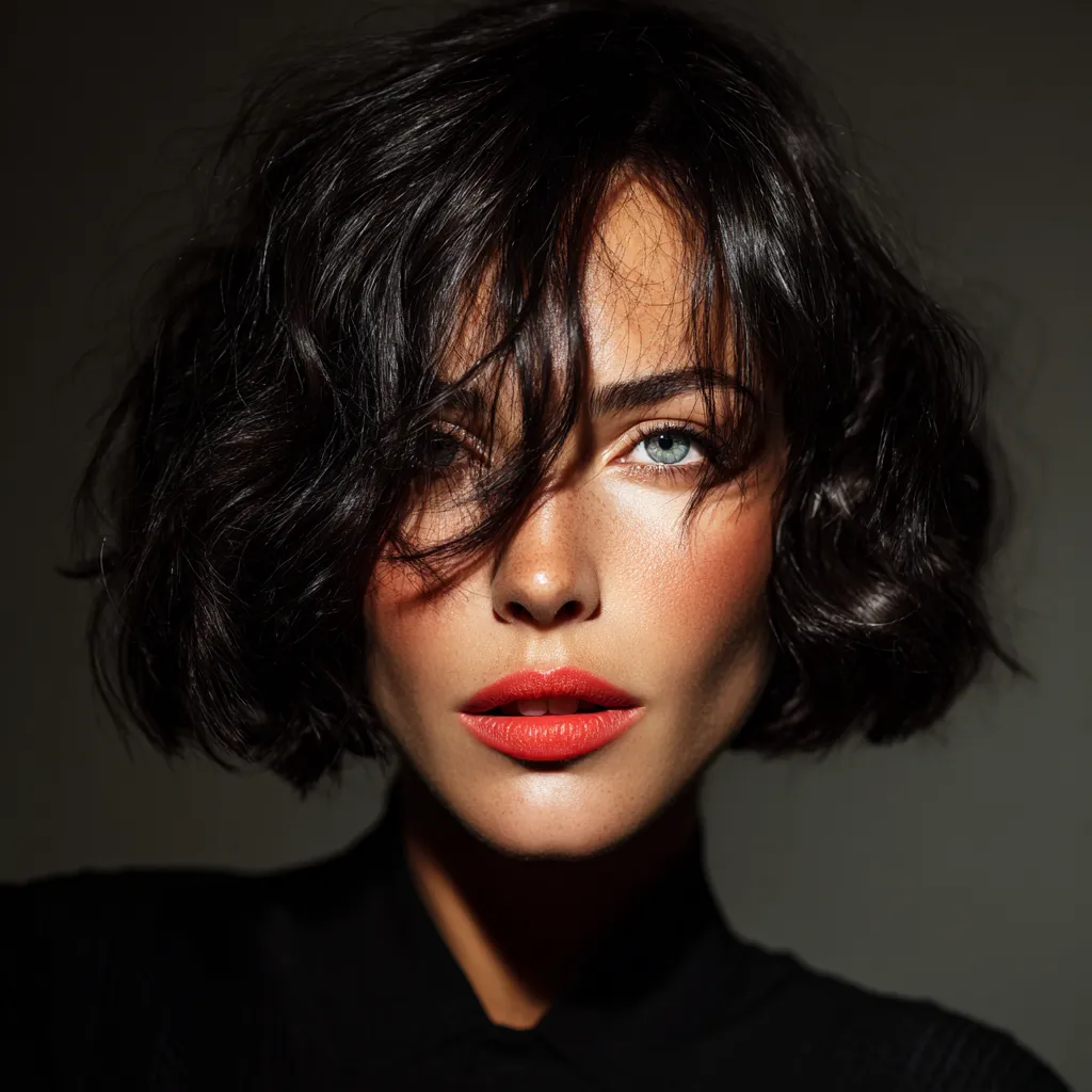 Expensive looking wavy bob haircut with deep shine