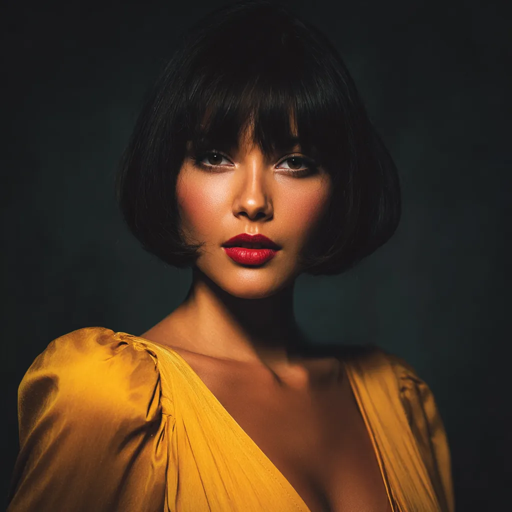 Elegant European bob styling for thick dark hair
