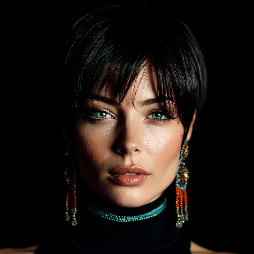 Sophisticated short Italian hair aesthetic on beautiful model