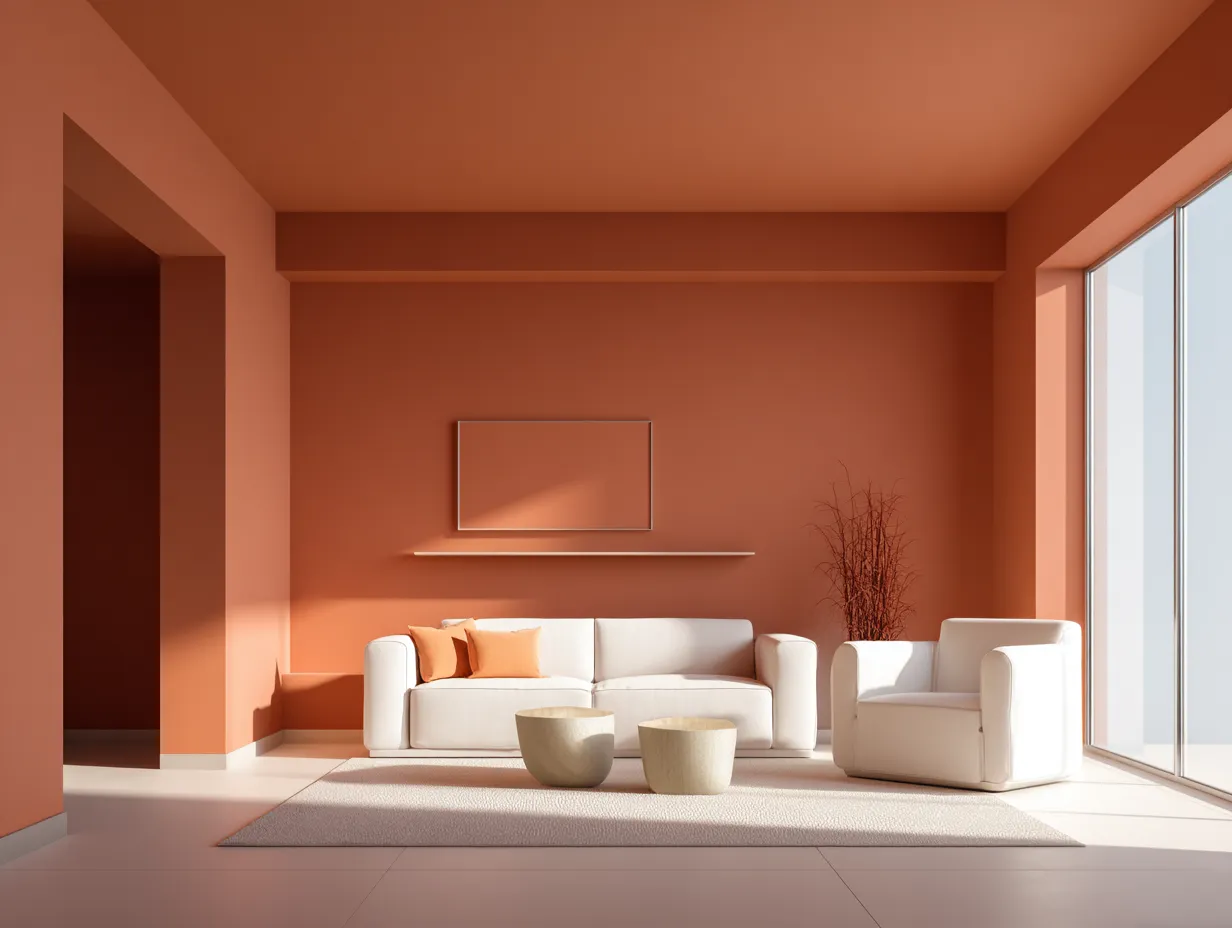 Bright high contrast living space with painted trim and baseboards