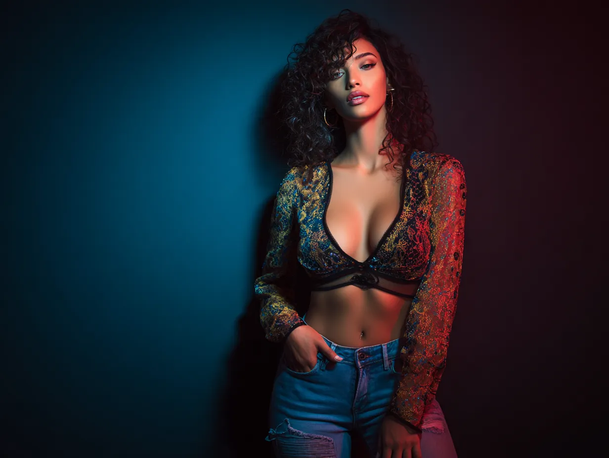 Elegant evening look with relaxed fit jeans