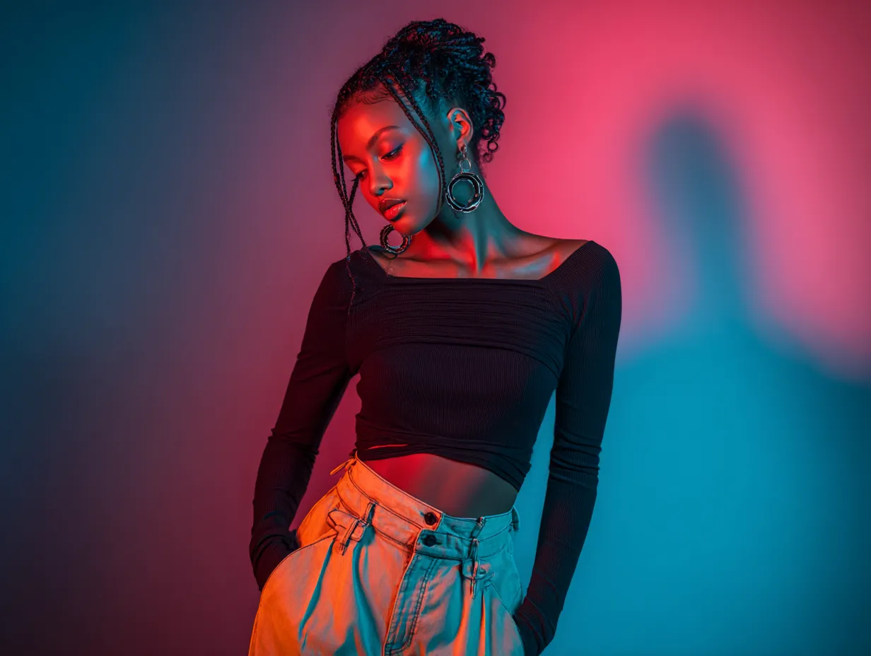 Sleek everyday street style with slouchy denim