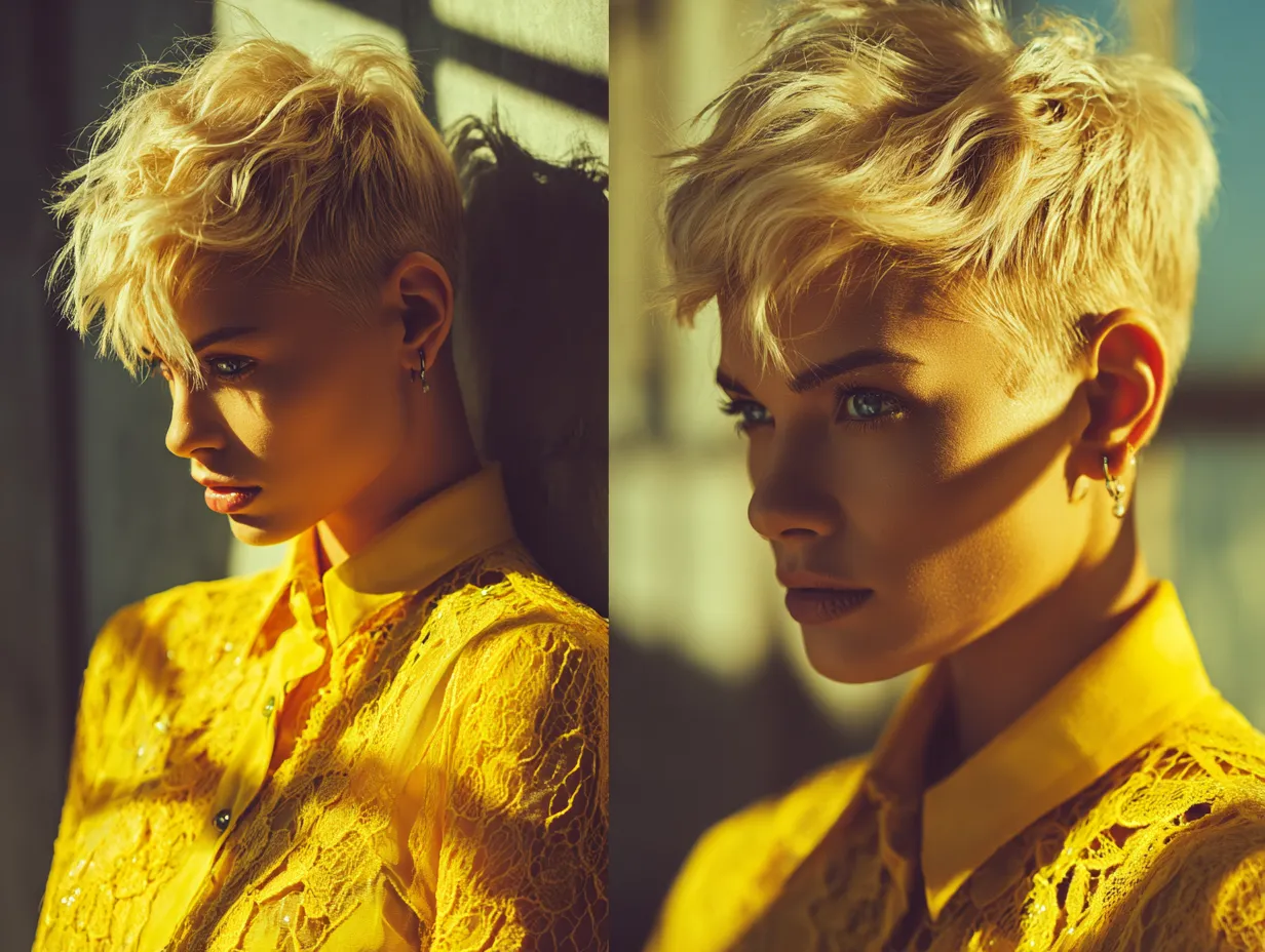 Beautiful woman with a polished short haircut