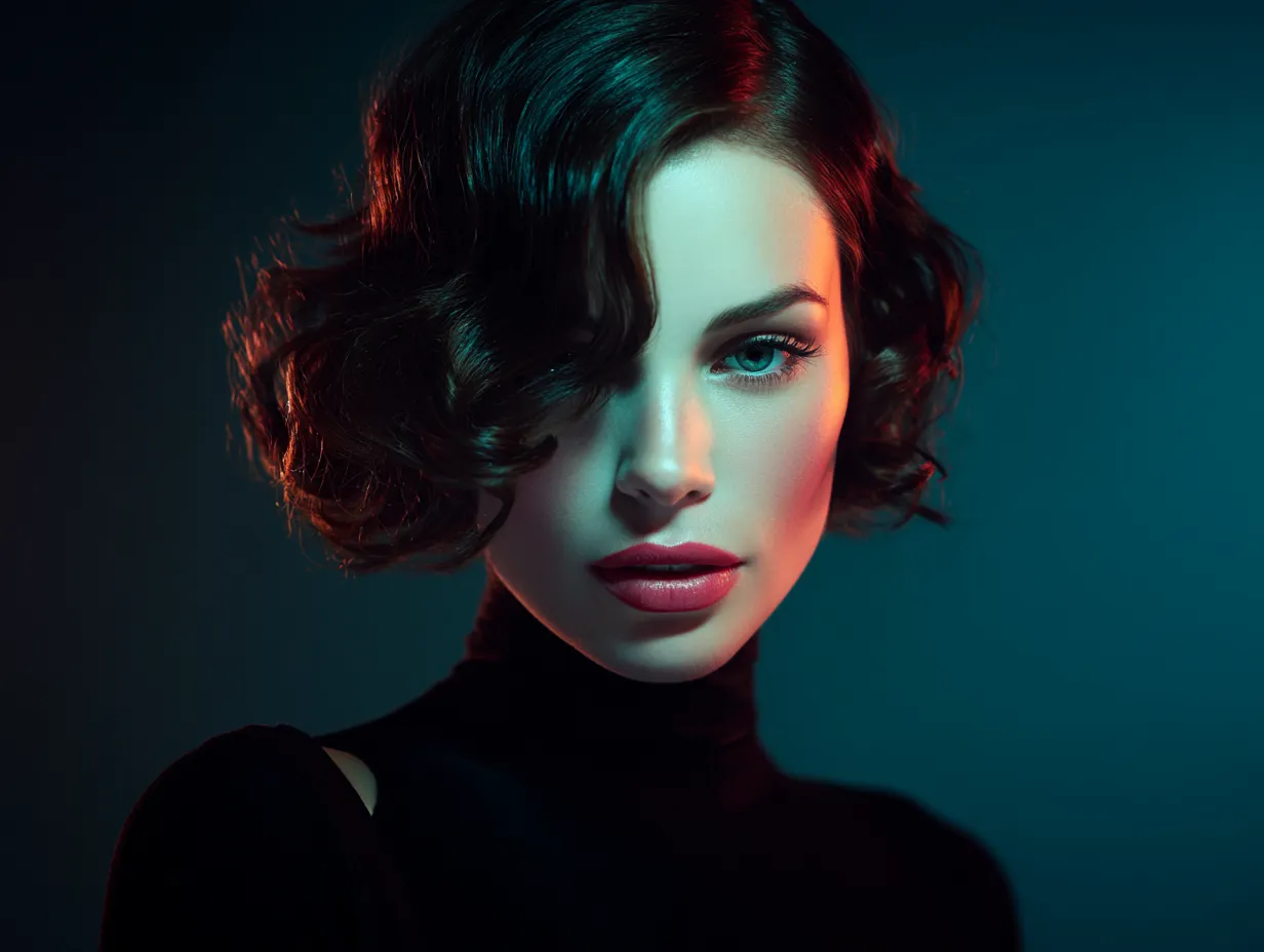 Seductive woman wearing an elegant short hairstyle