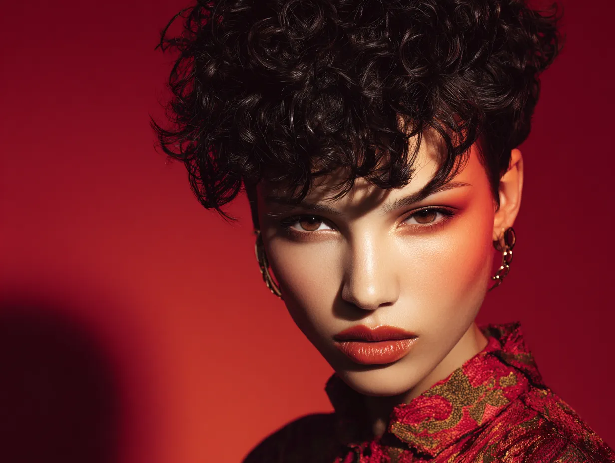 Textured short haircut for a high-fashion look