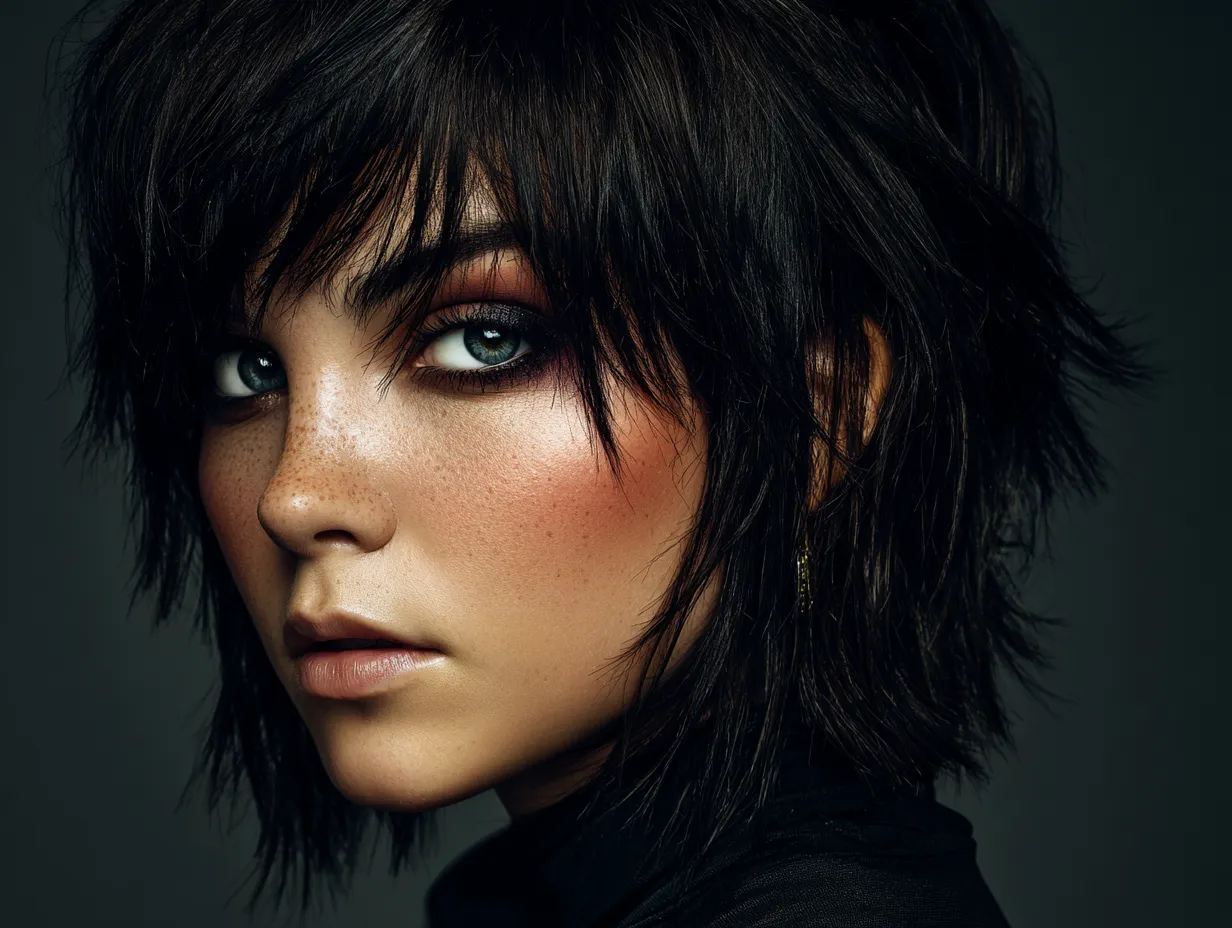 Sexy woman with a textured shag haircut